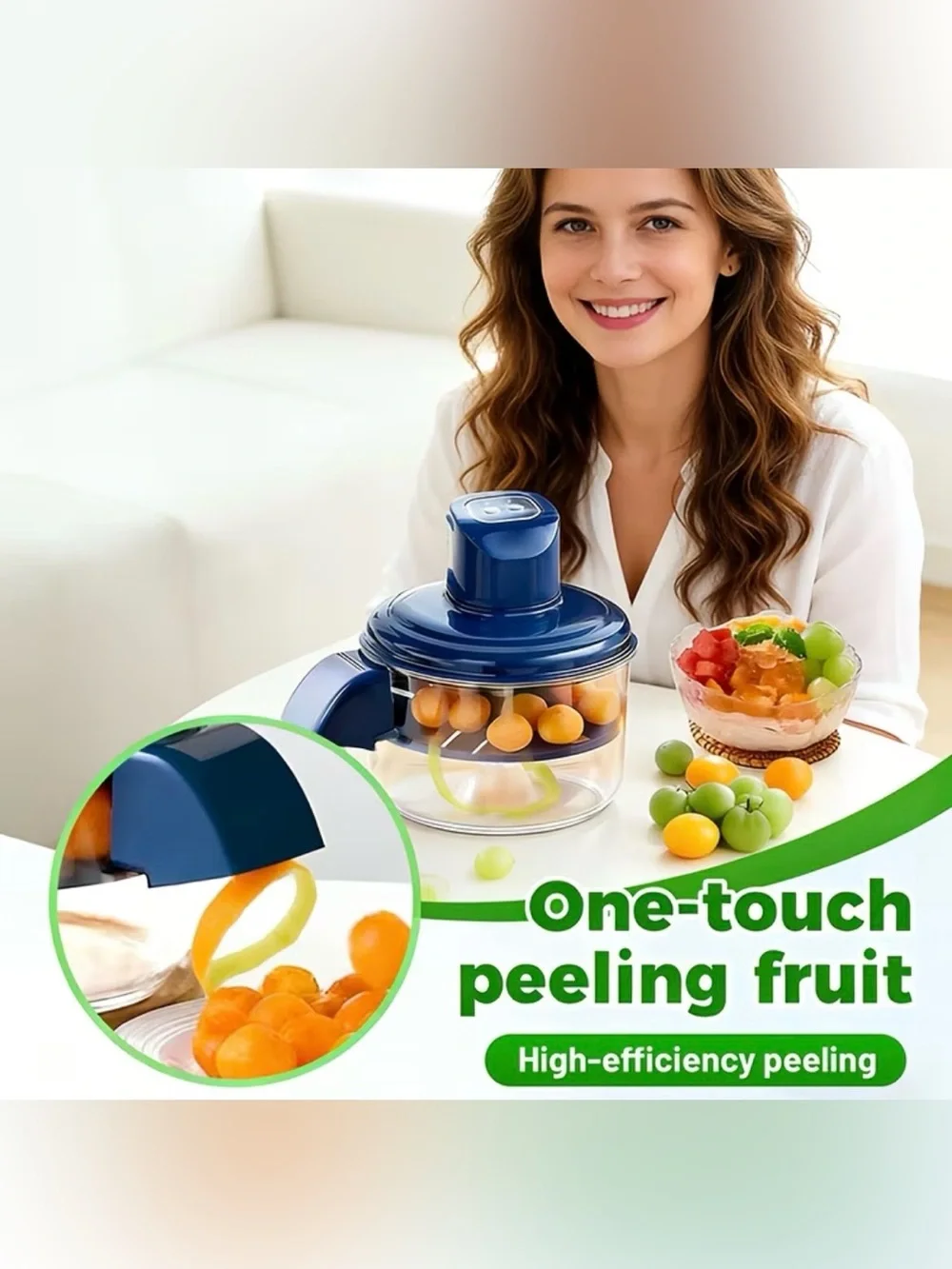 Automatic Electric Grape & Small Fruit Peeler - Blue Kitchen Gadget